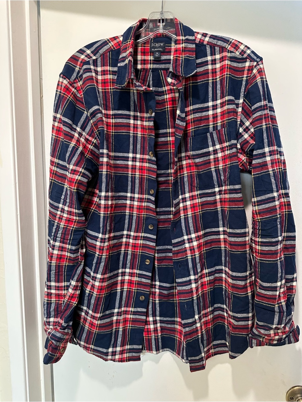 J. Crew Red Navy Plaid Flannel Shirt